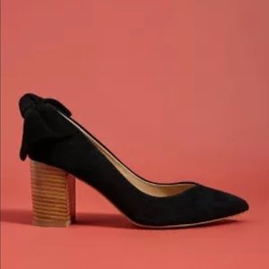 NWOT Anthropologie black bow-tied heel with chunky heel